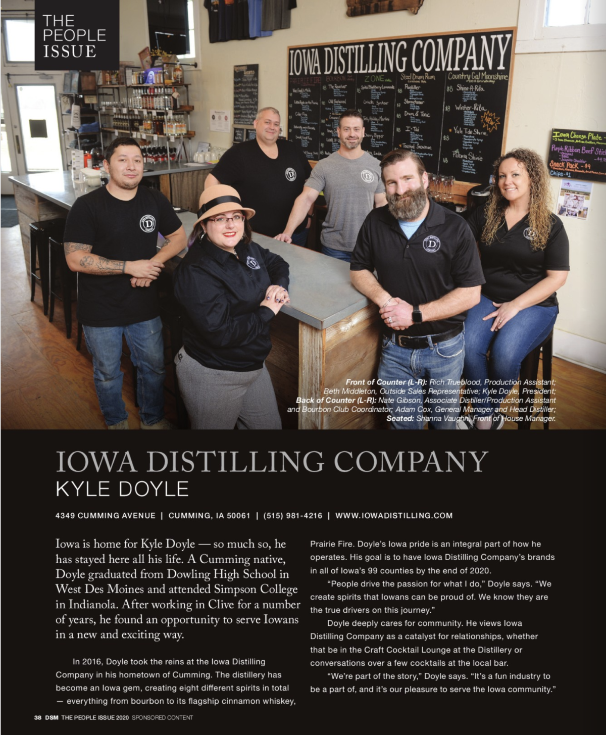 Iowa Distilling Company, DSM Magazine - Profile Article